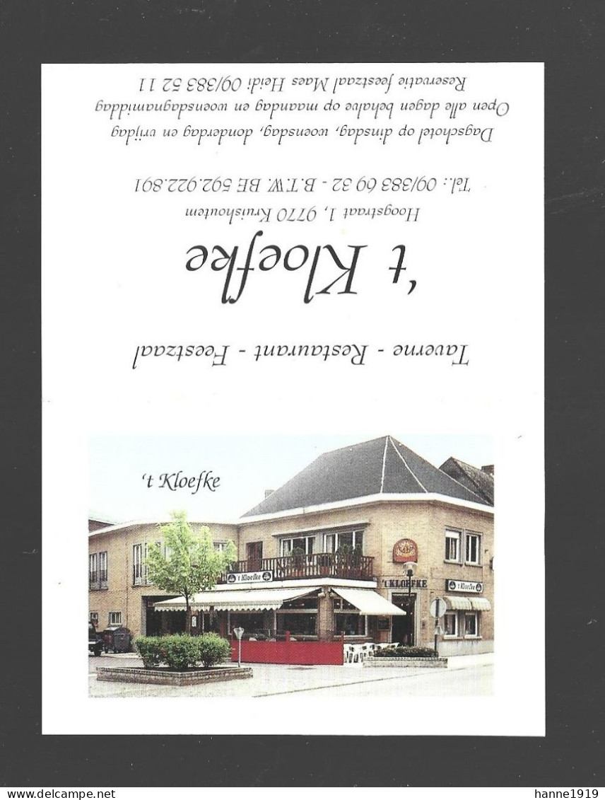 Kruishoutem Hoogstraat Restaurant Taverne 't Kloefke Kalender 2004 Calendrier Htje - Petit Format : 2001-...