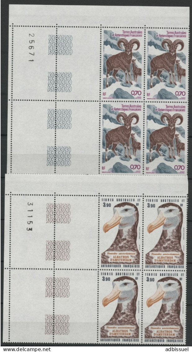 TAAF Poste Aérienne PA N° 86 + 87 Blocs De 4 Neufs Sans Charnière ** (MNH). "Mouflon" "Diomedea" TB - Poste Aérienne