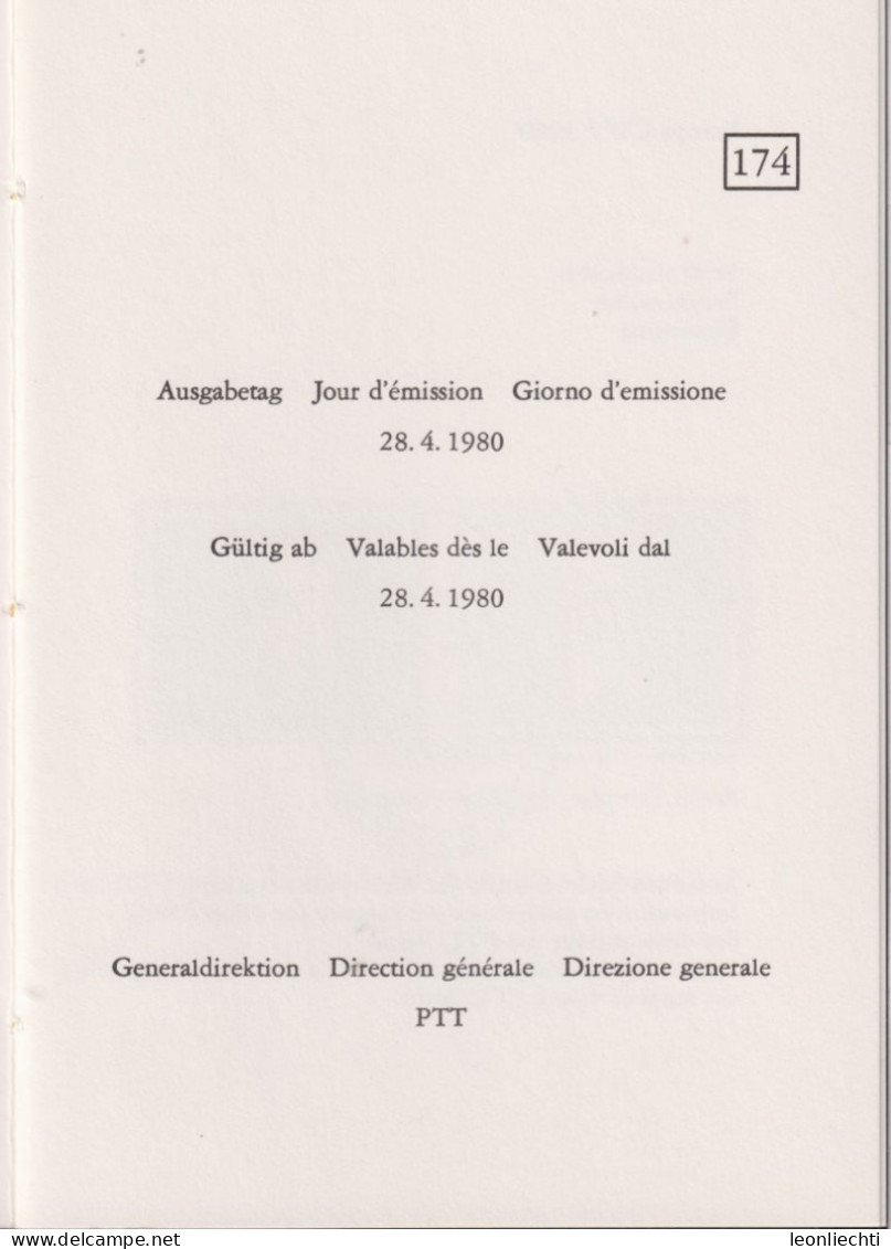 1980 Schweiz PTT Faltblatt Nr.174, ET ° Mi:CH 1174-1175, Zum:CH 640-641, J.K. Kern Und G.A. Hasler - Cartas & Documentos