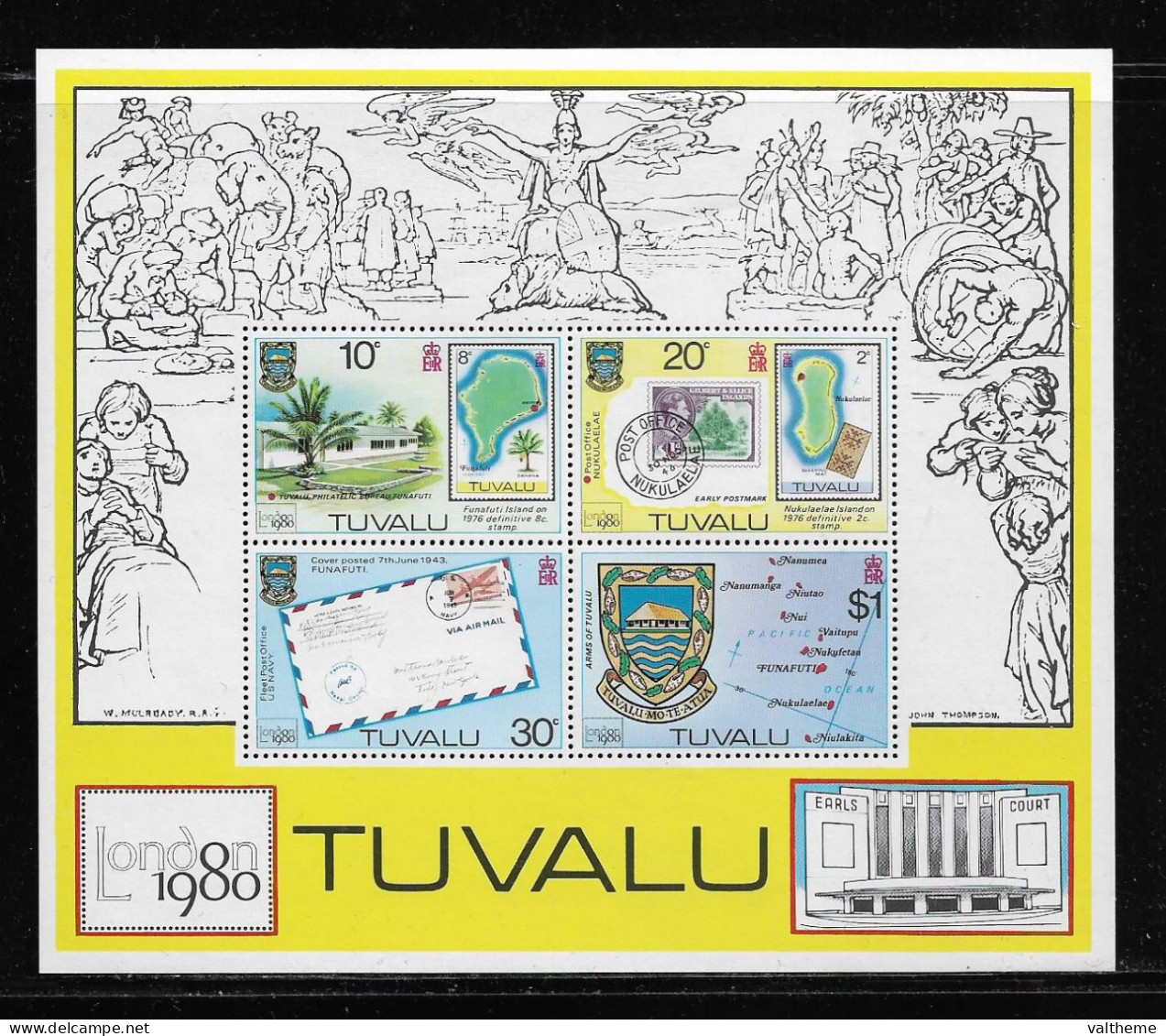 TUVALU  ( DIV - 401 )   1980  N° YVERT ET TELLIER   BLOC   N°  4      N** - Tuvalu