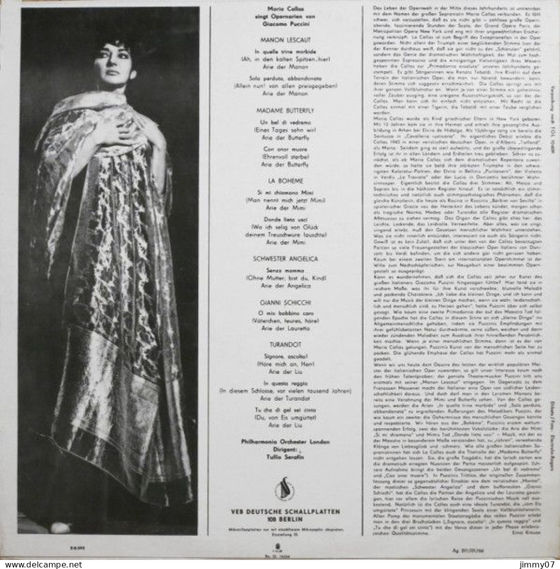 Maria Callas, Giacomo Puccini - Maria Callas Singt Opernarien Von Giacomo Puccini (LP, Mono) - Classica