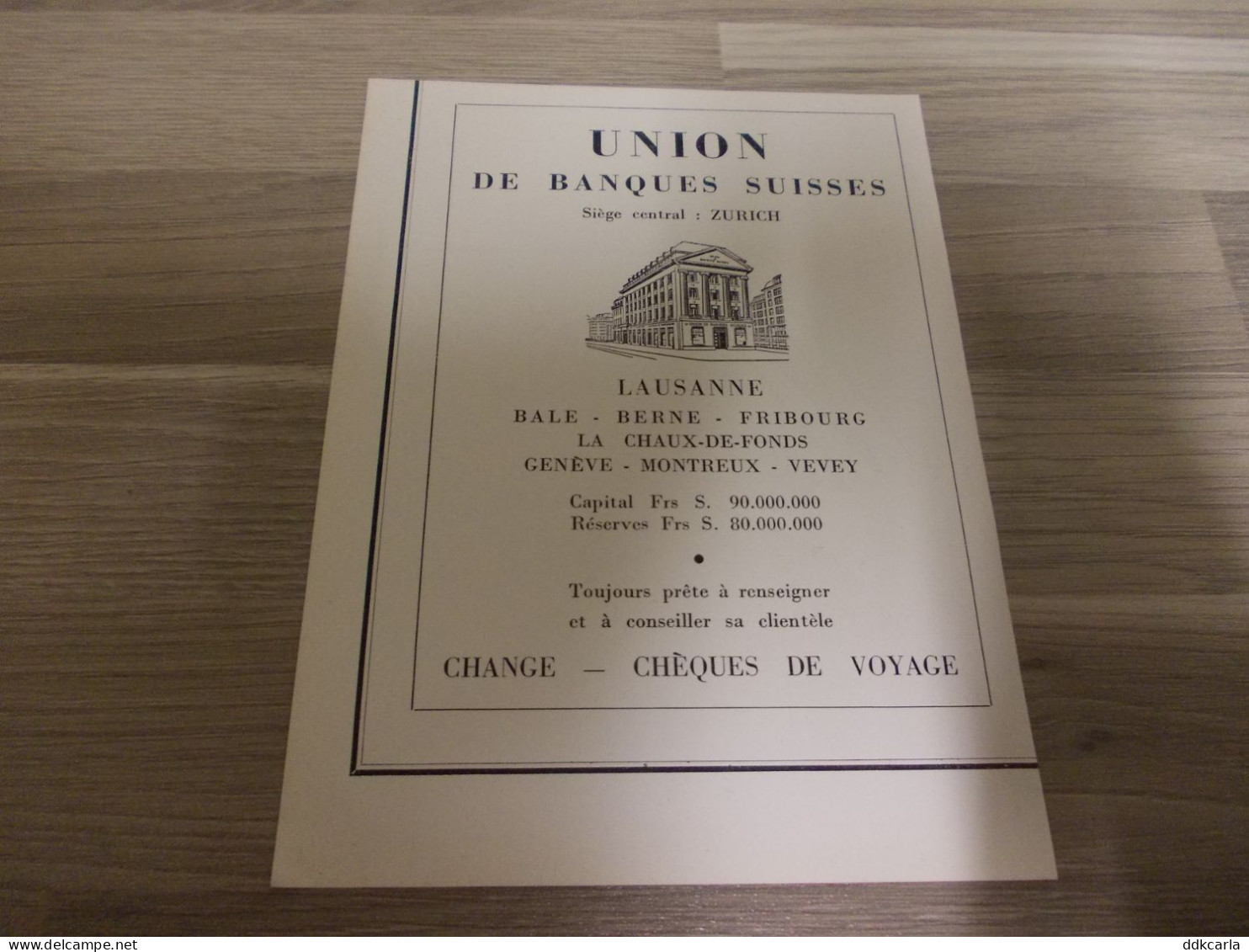 Reclame Advertentie Uit Oud Tijdschrift 1956 - UNION De Banques Suisses à Zurich - Advertising