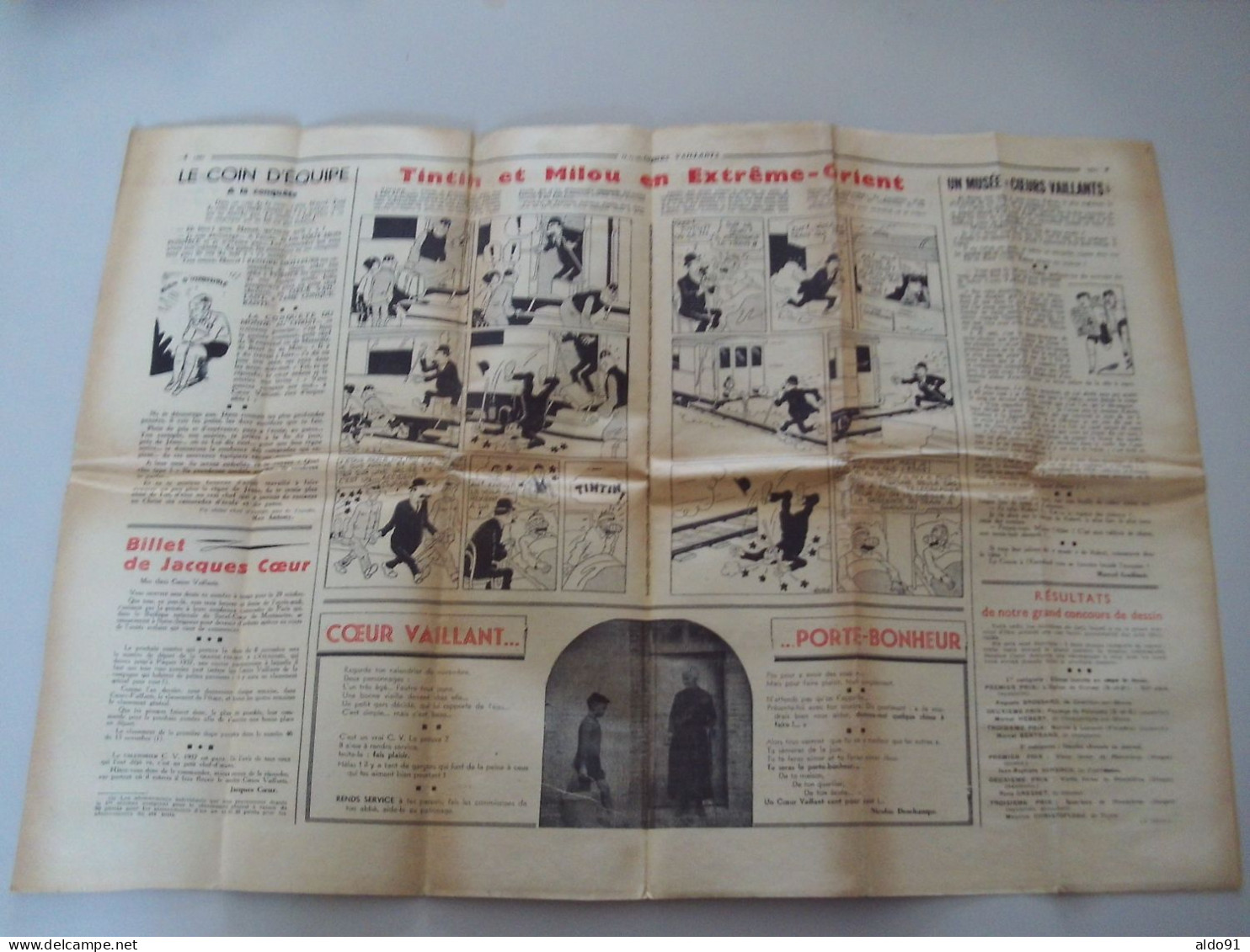 (Jo et Zette, Tintin - Hergé.....) -  Lot de 4 Magazines  " COEUR VAILLANT "  N° 30, 40, 43 et 44 (8ème année - 1936)
