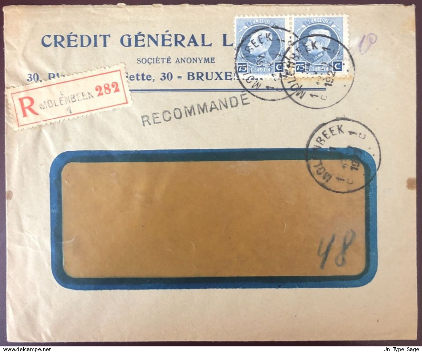 Belgique COB N°213 (x2) Sur Enveloppe Cachet MOLENBEEK 1927 - (B3802) - Autres & Non Classés