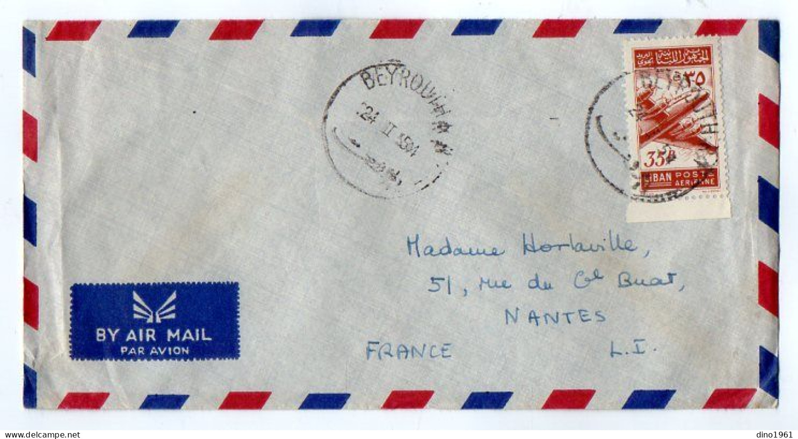 TB 4784 - 1954 - LSC - Lettre Par Avion De BEYROUTH ( Liban ) Pour NANTES ( France ) - Líbano