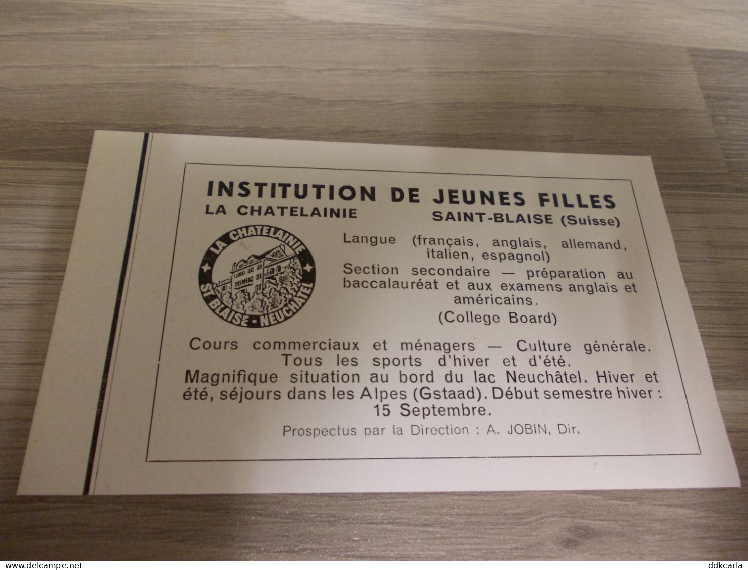 Reclame Advertentie Uit Oud Tijdschrift 1956 - Institution De Jeunes Filles à Saint-Blaise (Suisse) - La Chatelainie - Publicidad