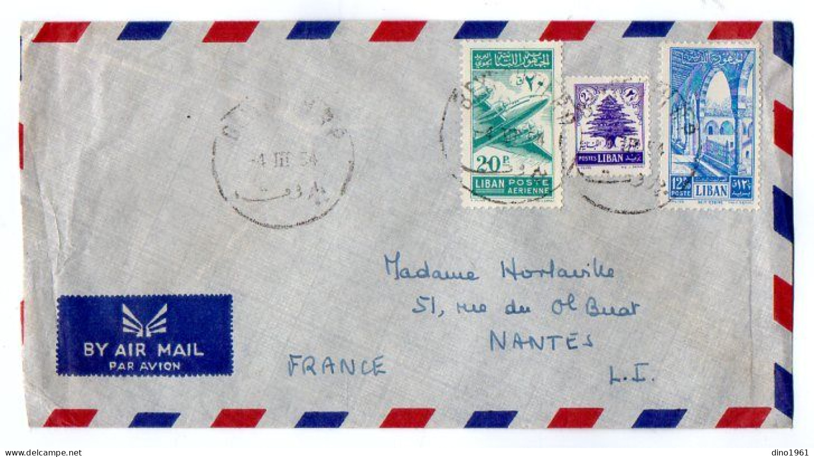 TB 4785 - 1954 - LSC - Lettre Par Avion De BEYROUTH ( Liban ) Pour NANTES ( France ) - Líbano