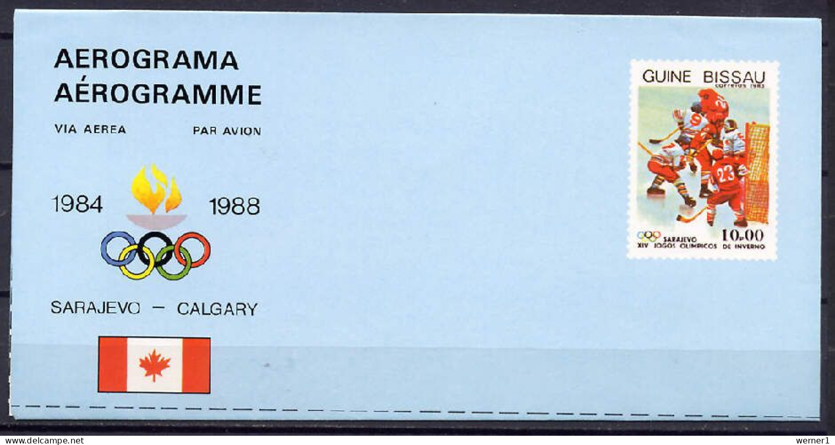 Guinea 1983 Olympic Games Sarajevo / Calgary Commemorative Aerogramme - Inverno1984: Sarajevo