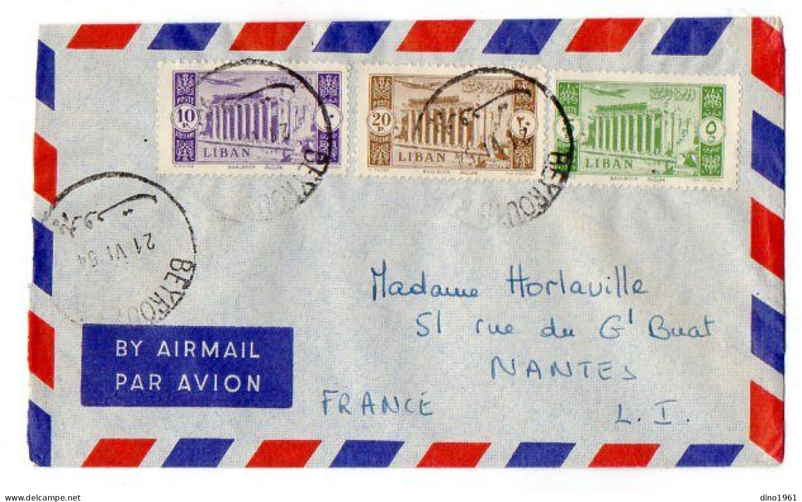 TB 4786 - 1954 - LSC - Lettre Par Avion De BEYROUTH ( Liban ) Pour NANTES ( France ) - Libanon