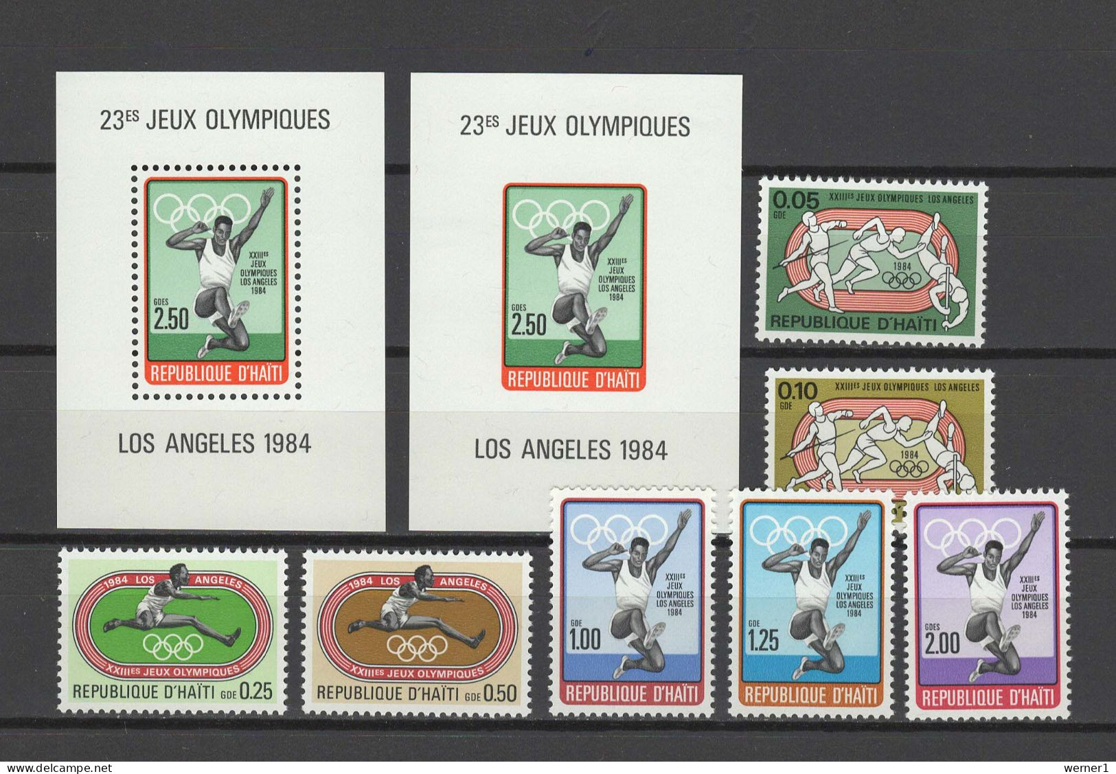 Haiti 1984 Olympic Games Los Angeles, Athletics Set Of 7 + 2 S/s MNH - Sommer 1984: Los Angeles