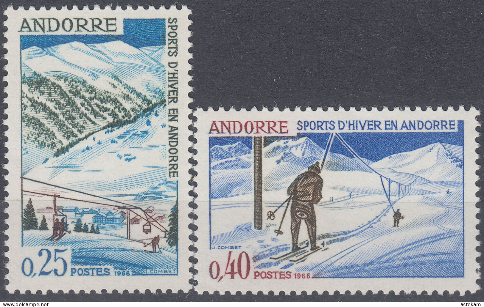 ANDORRA 1966(FRENCH ADM.), WINTER SPORT In ANDORRA, COMPLETE MNH SERIES With GOOD QUALITY, *** - Nuovi