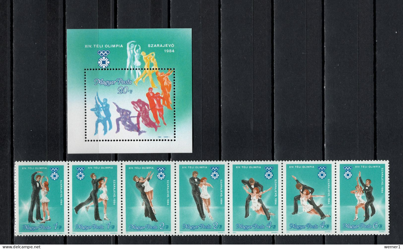 Hungary 1983 Olympic Games Sarajevo Strip Of 7 + S/s MNH - Hiver 1984: Sarajevo