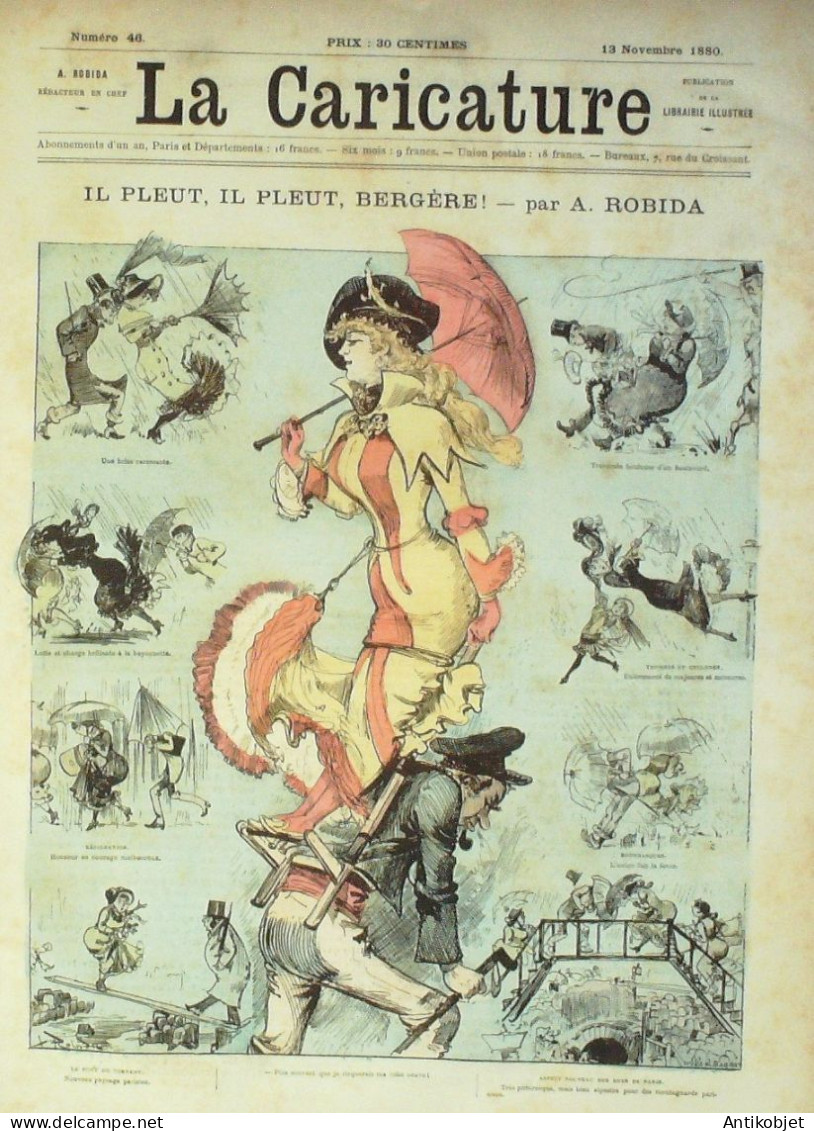 La Caricature 1880 N°  46 Il Pleut Bergère Robida Barret Draner Esquisses Maritimes Gino - Magazines - Before 1900