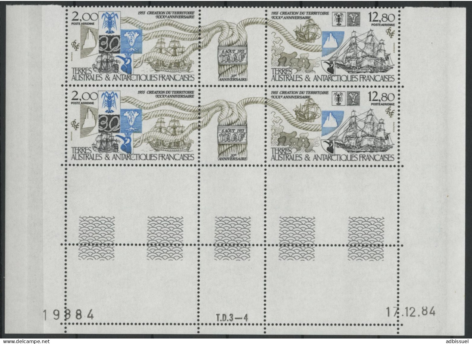 TAAF Poste Aérienne PA N° 91A Bloc De 4 Avec Coin Daté Neuf Sans Charnière ** (MNH) TB - Airmail