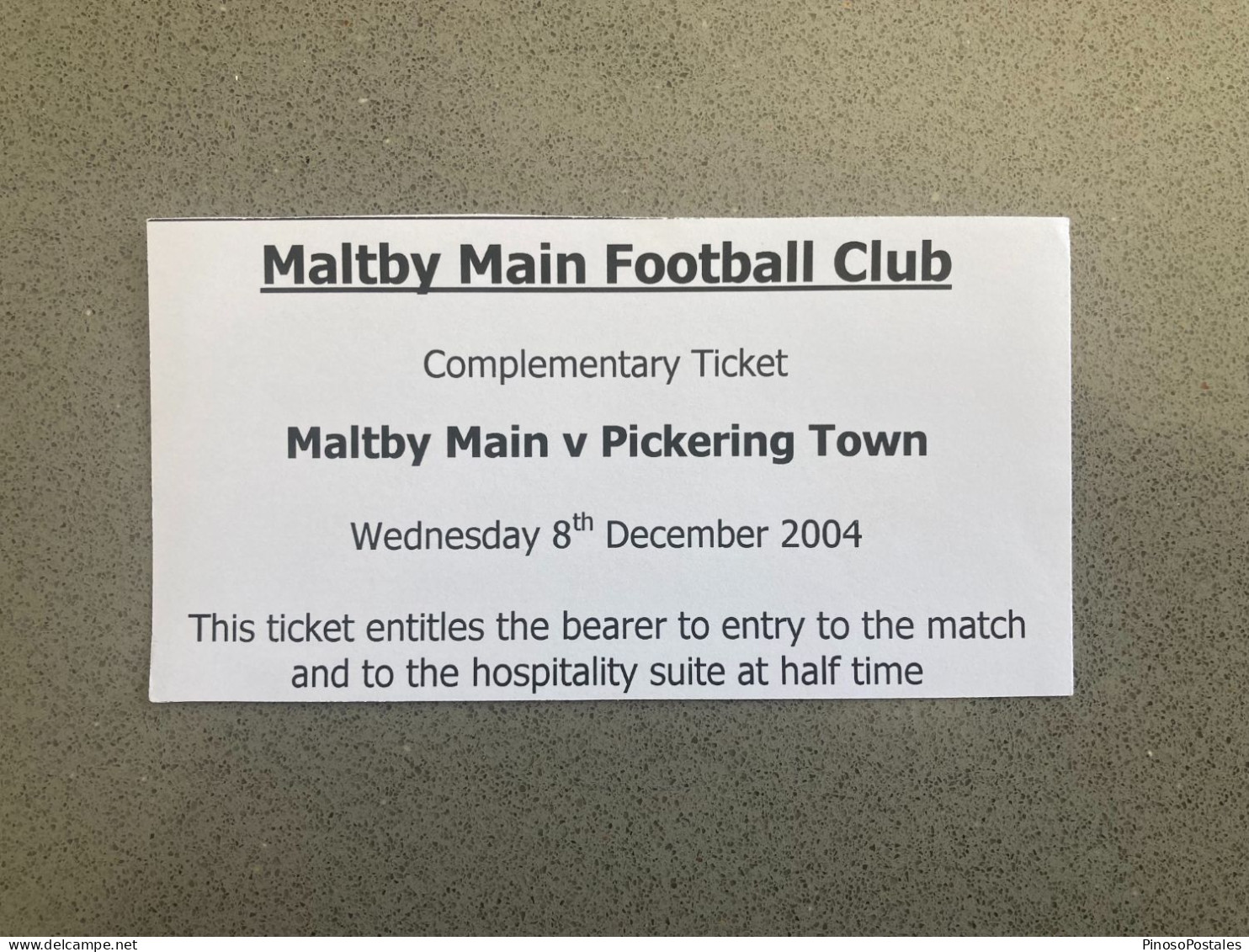 Maltby Main V Pickering Town 2004-05 Match Ticket - Tickets D'entrée