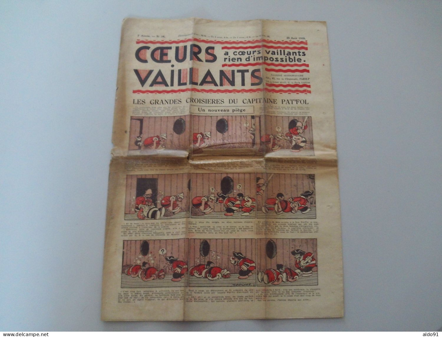 (Pat'Fol, Tintin - Hergé, Marijac) - Lot De 5 Magazines  " COEUR VAILLANT "  N° 26, 27, 28, 30 Et 34 (7ème Année - 1935) - Altri & Non Classificati