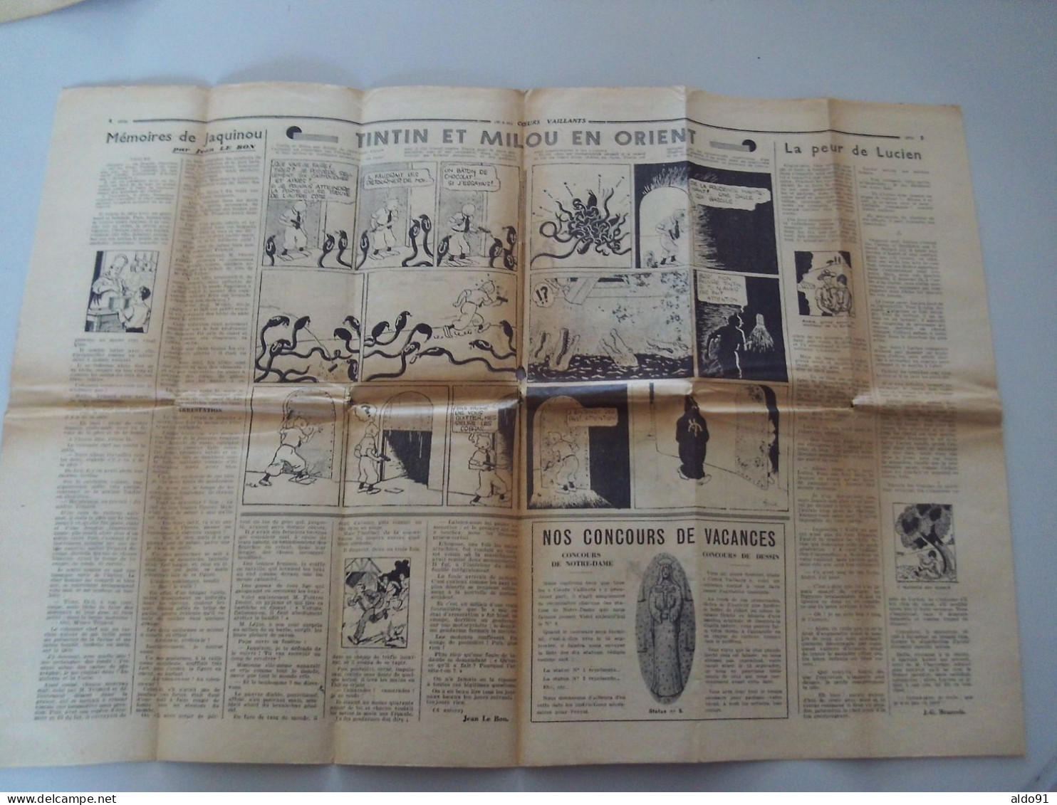 (Pat'Fol, Tintin - Hergé, Marijac) - Lot De 5 Magazines  " COEUR VAILLANT "  N° 26, 27, 28, 30 Et 34 (7ème Année - 1935) - Altri & Non Classificati