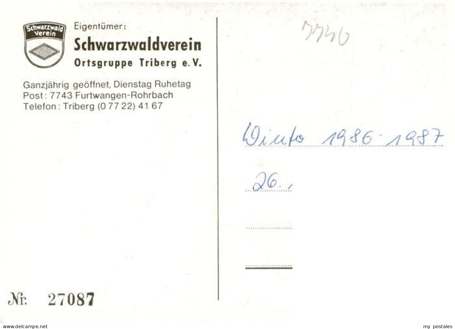 73927557 Triberg Schwarzwaldverein Ortsgruppe Triberg E.V. Kuenstlerkarte - Triberg