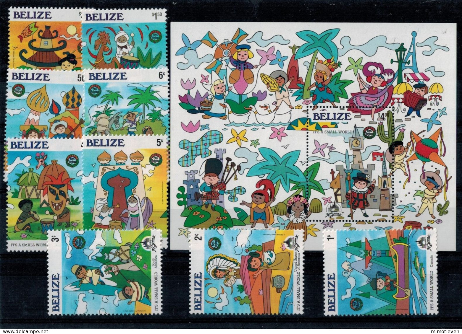 MWD-BK1-042-041 MINT PF/MNH ¤ BELIZE 1985 9w In Serie ¤ NAVIDAD 1985 - ALL DISNEY FRIENDS - Disney