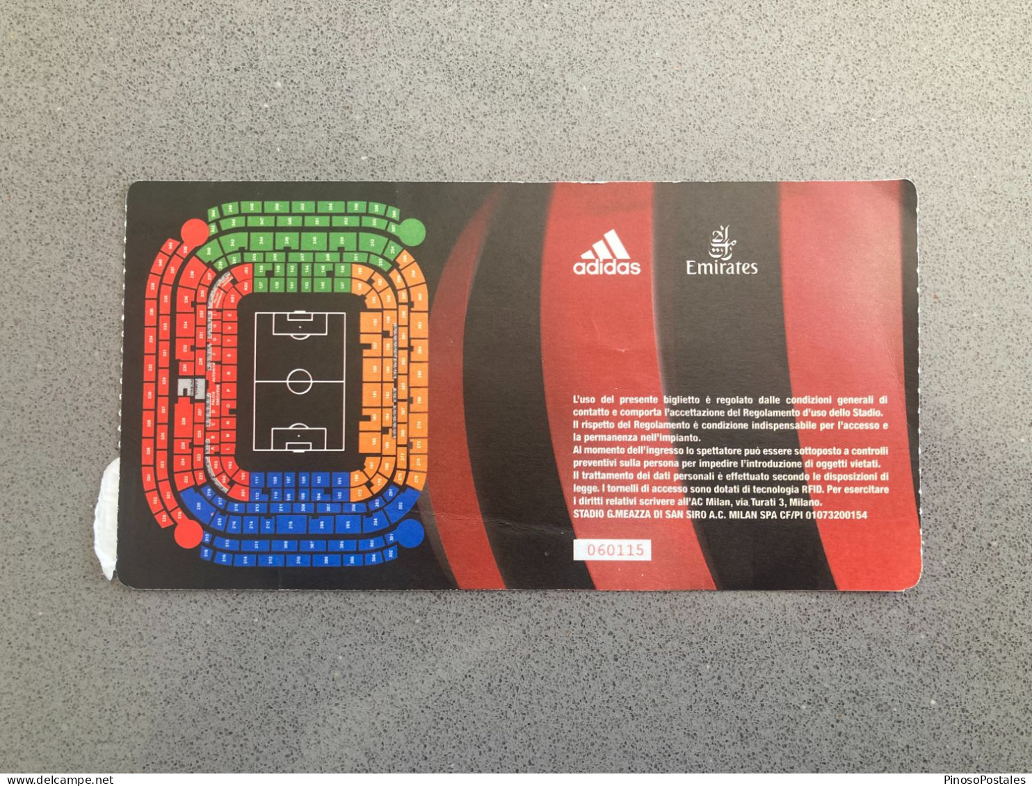 AC Milan V Udinese 2013-14 Match Ticket - Eintrittskarten