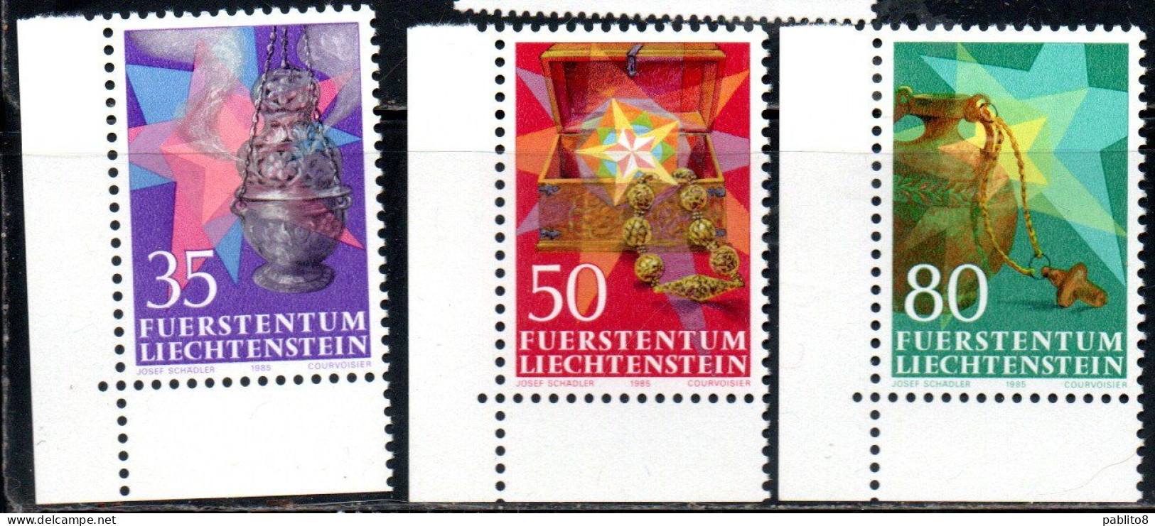 LIECHTENSTEIN 1985 CHRISTMAS NATALE NOEL WEIHNACHTEN NAVIDAD COMPLETE SET SERIE COMPLETA MNH - Nuevos