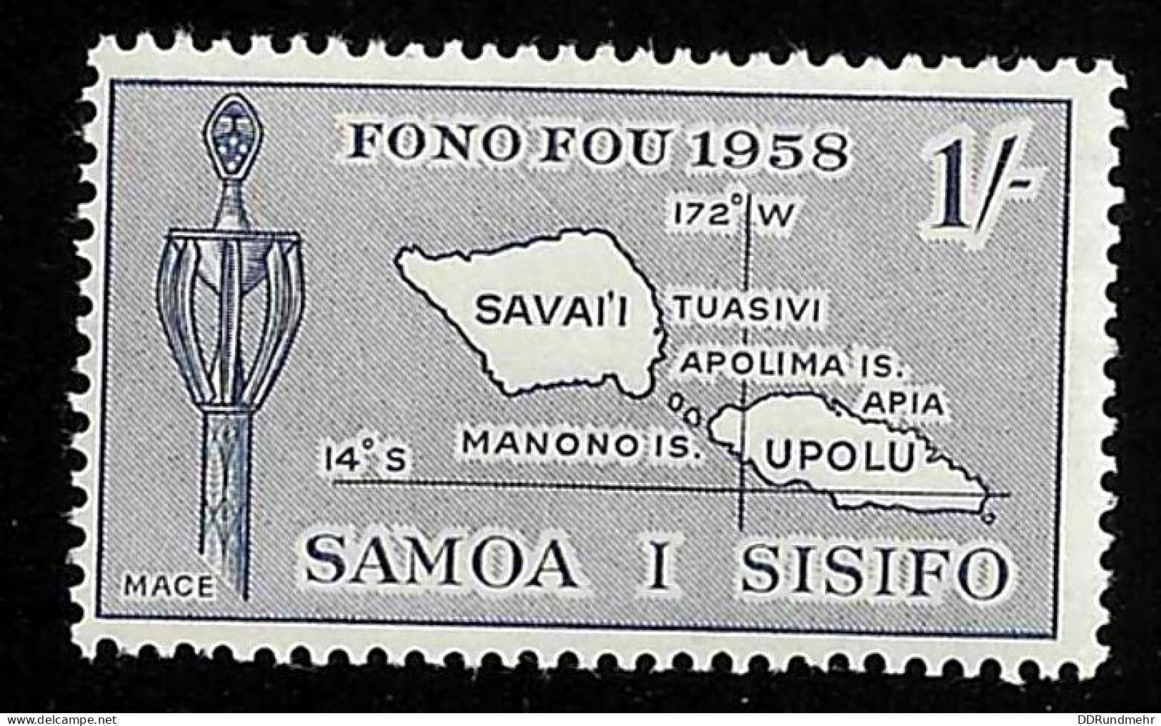 1958 Map  Michel WS 111 Stamp Number WS 222 Yvert Et Tellier WS 163 Stanley Gibbons WS 238 Xx MNH - Samoa