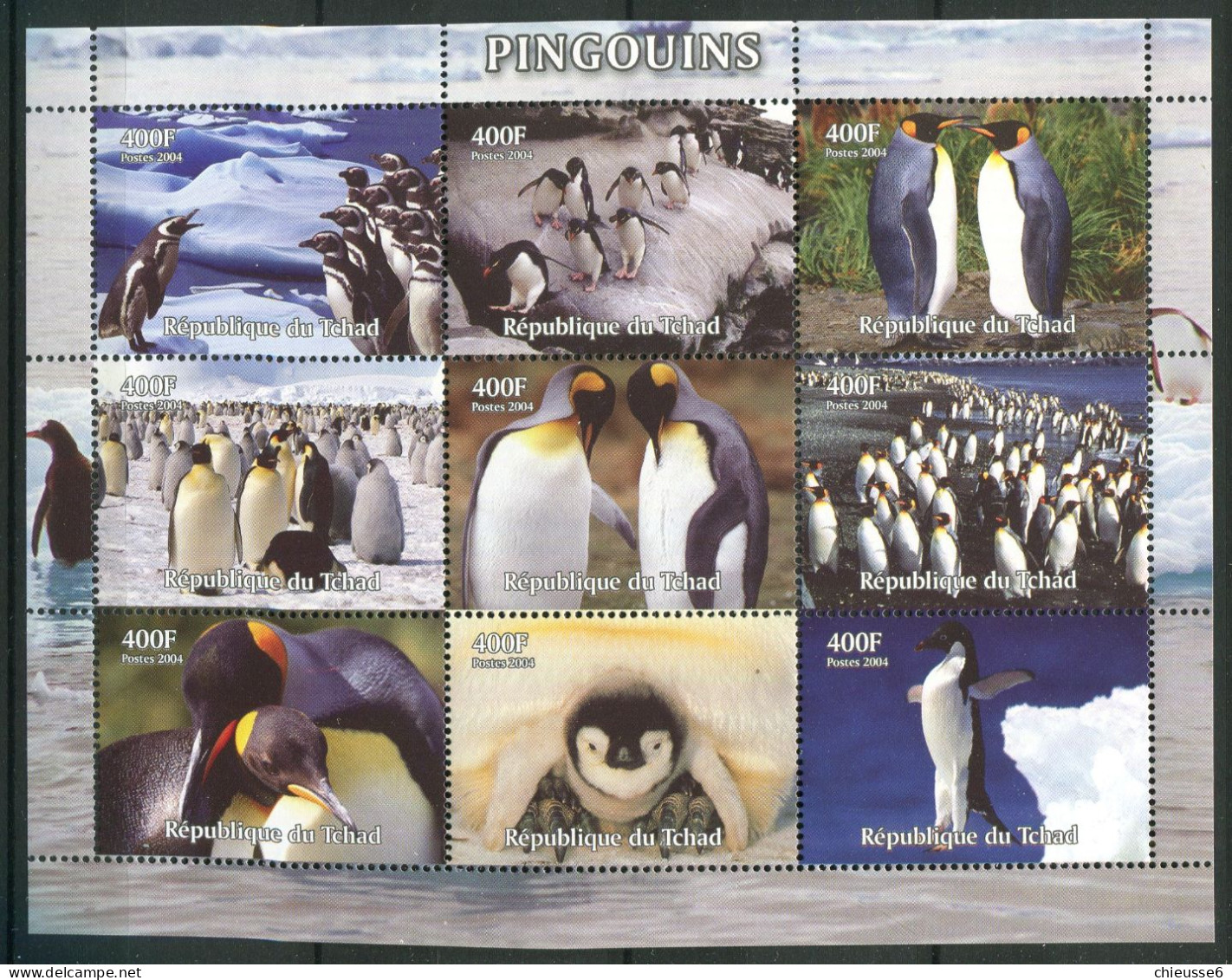 (lot L25) Tchad ** Feuillet - Pingouins - Pingueinos