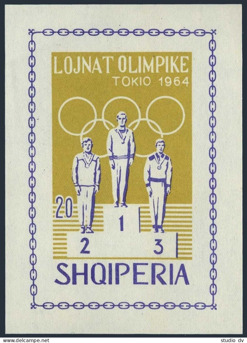 Albania 764 Perf & Imperf, MNH. Michel Bl.26A-B. Olympics Tokyo-1964. Winners. - Albania