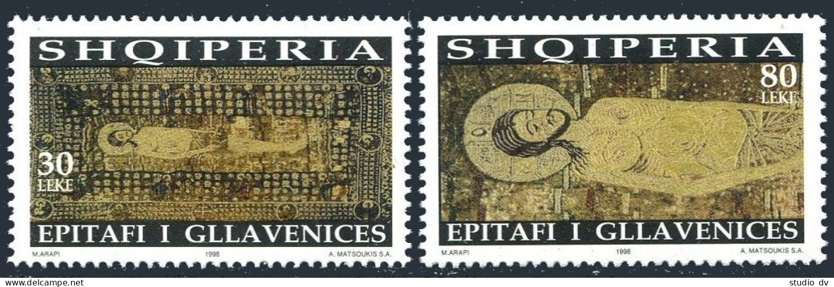 Albania 2572-2574, MNH. Epitaph Of Gllavewnica, 14th Century Depicting Of Christ - Albanien