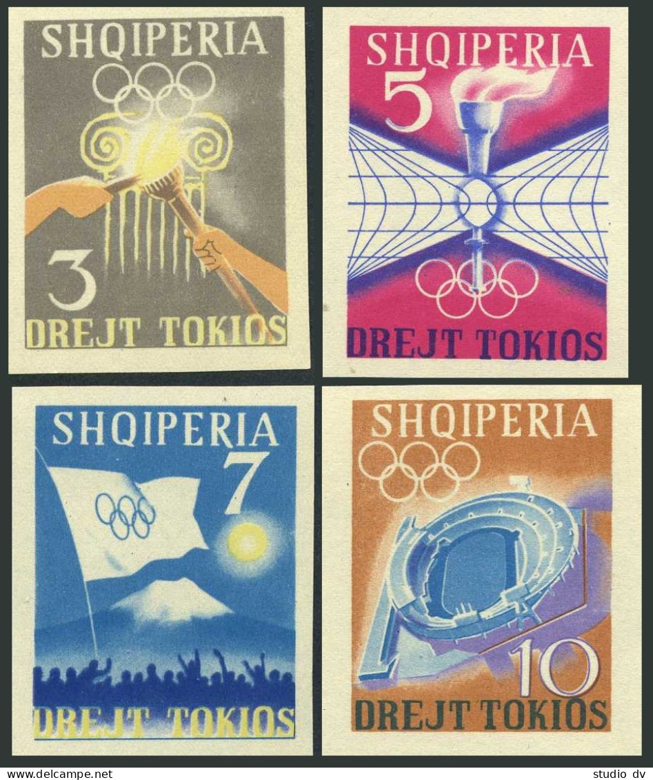 Albania 730-733 Imperf, MNH. Michel 828-831. Olympics Tokyo-1964. Stadium, - Albanie