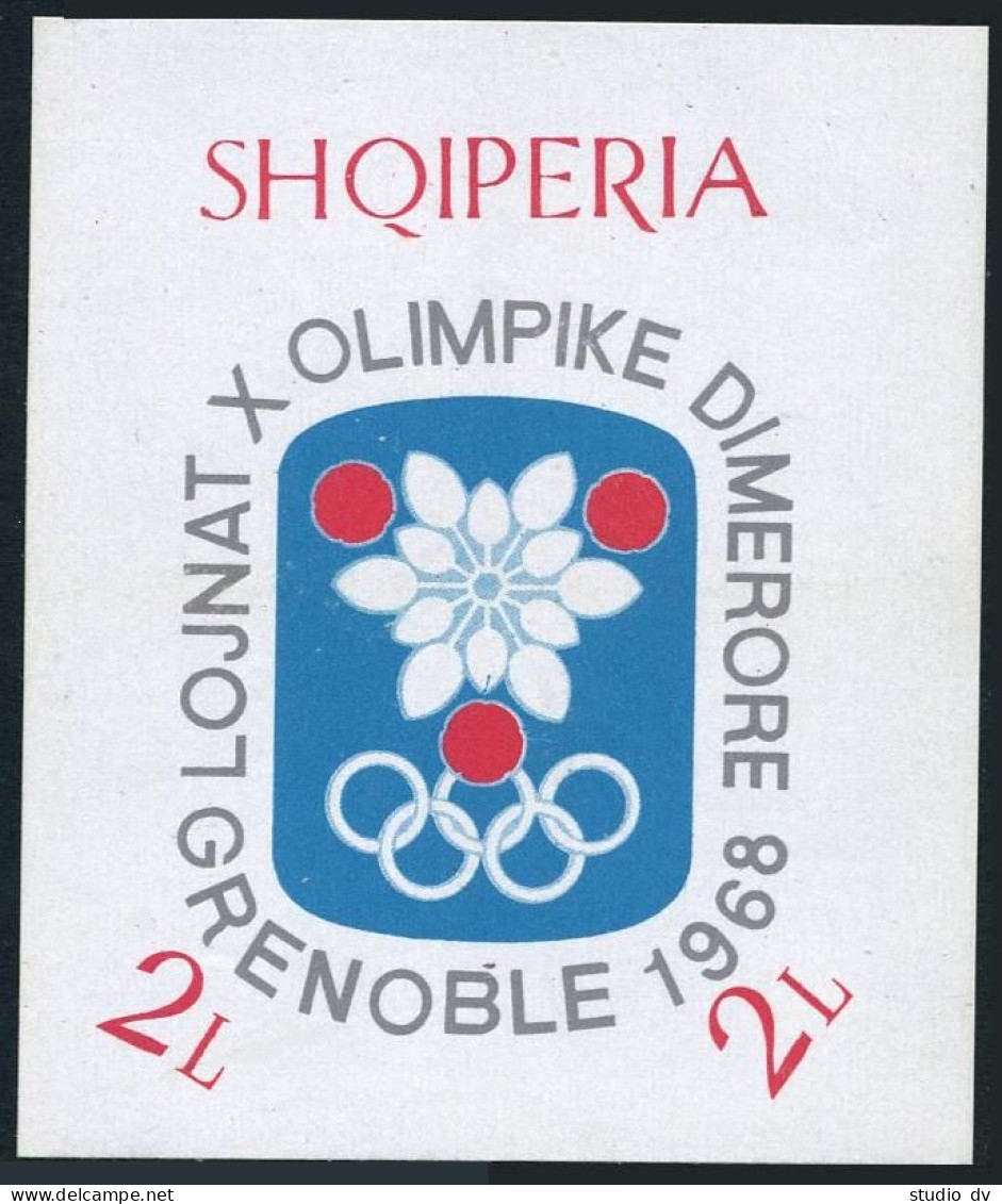 Albania 1109, MNH. Michel Bl.31. Olympics Grenoble-1968. Emblem. - Albania
