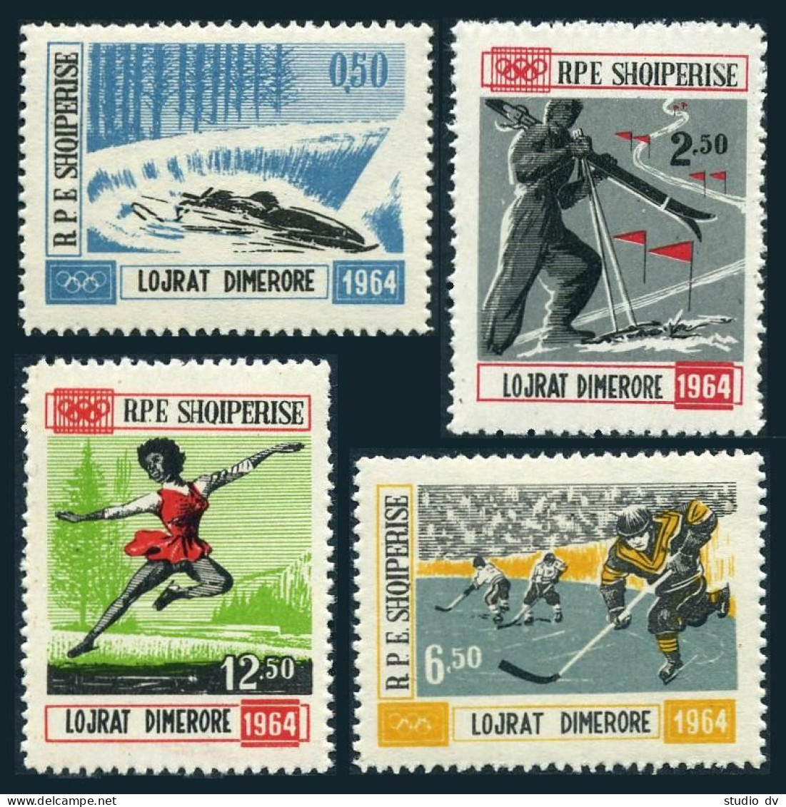 Albania 706-709, MNH. Michel 793-796. Olympics Innsbruck-1964. Slalom, Bobsled, - Albanië