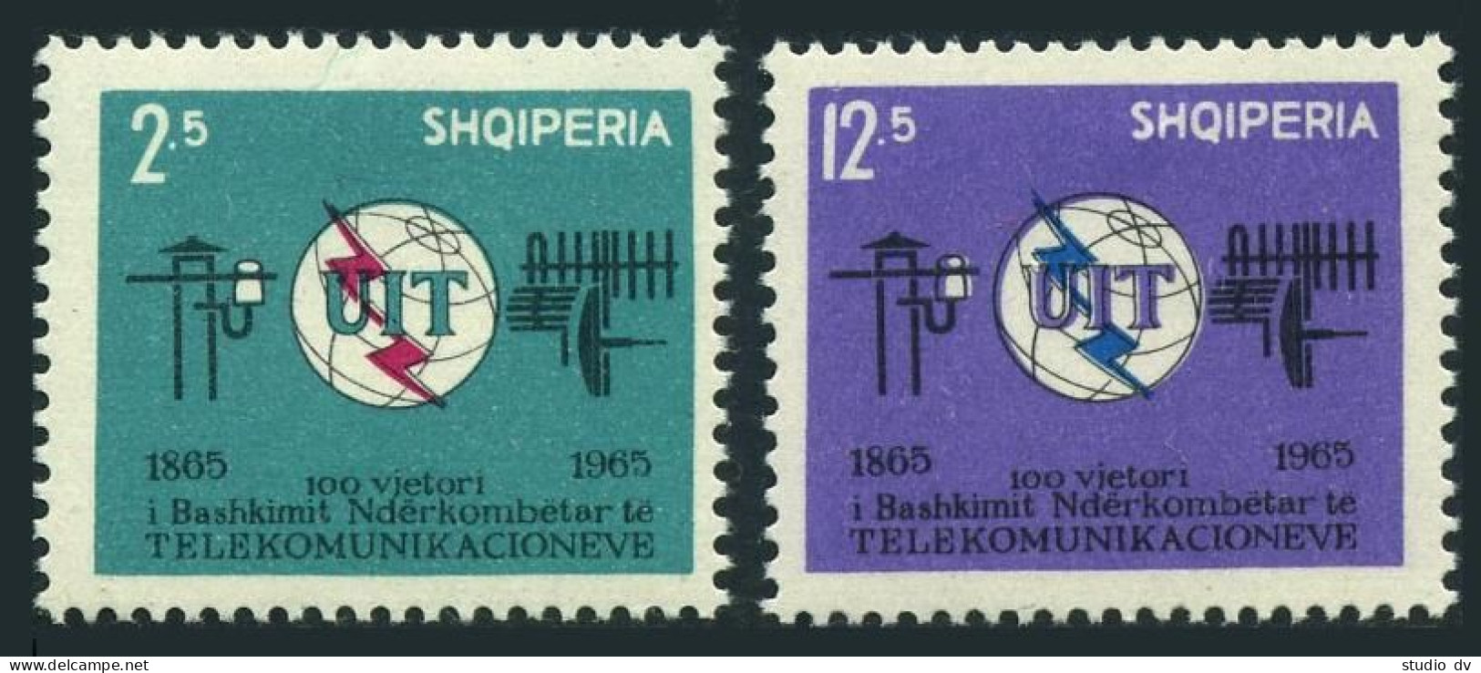 Albania 814-815, MNH. Michel 939-940. ITU-100, 1965. Communication Equipment. - Albanie