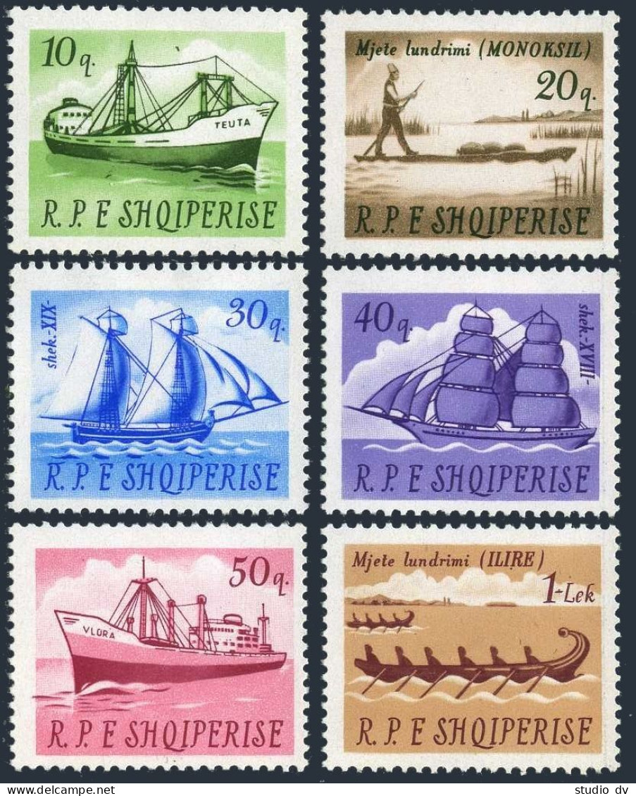 Albania 878-883, MNH. Mi 1004-1009. Ships 1965. Raft, Sailing Ships, Freighter, - Albanië