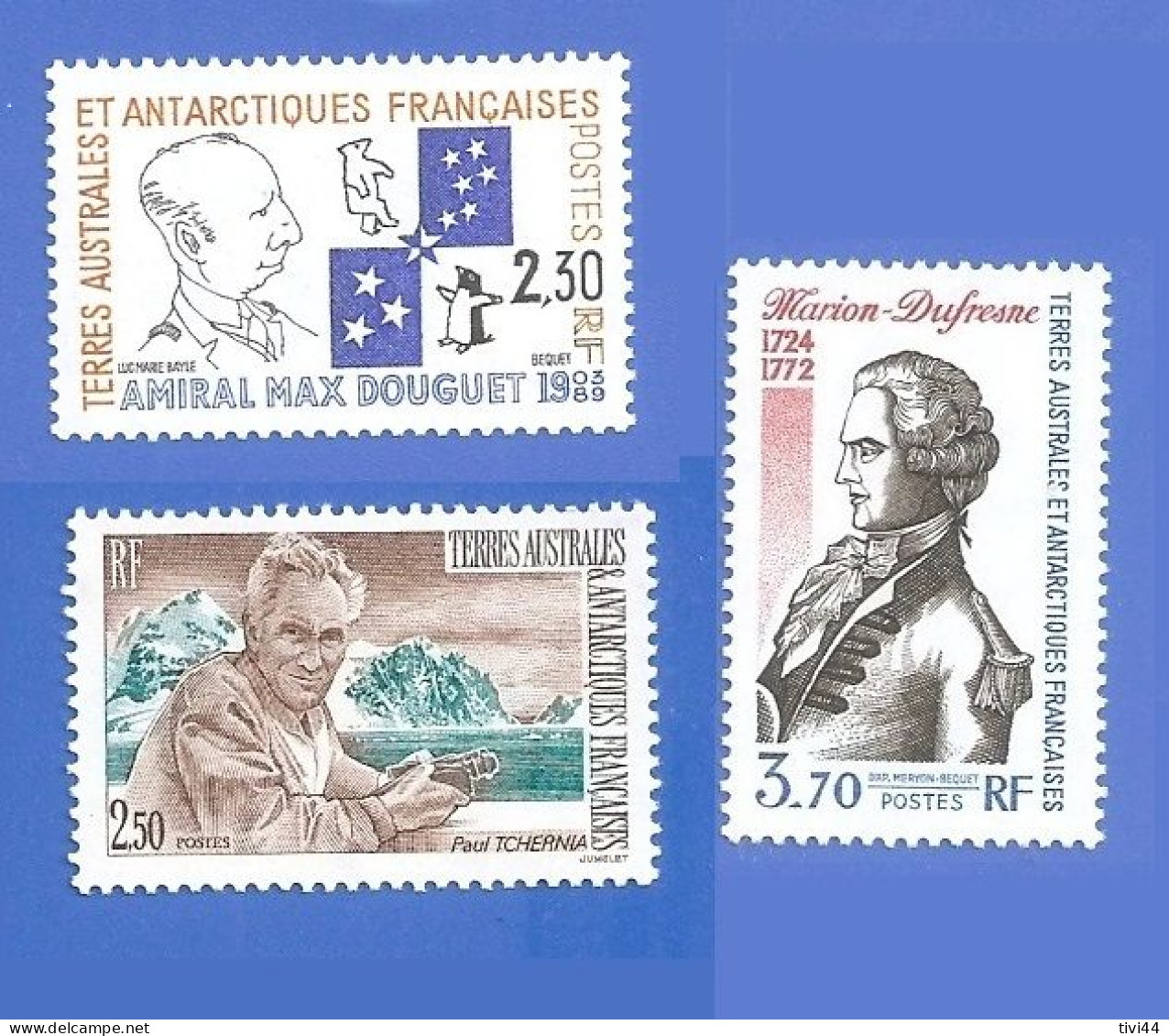 TAAF 157 + 167 + 168 NEUFS ** AMIRAL MAX DOUGUET + PAUL TCHERNIA + MARION DUFRESNE - Unused Stamps