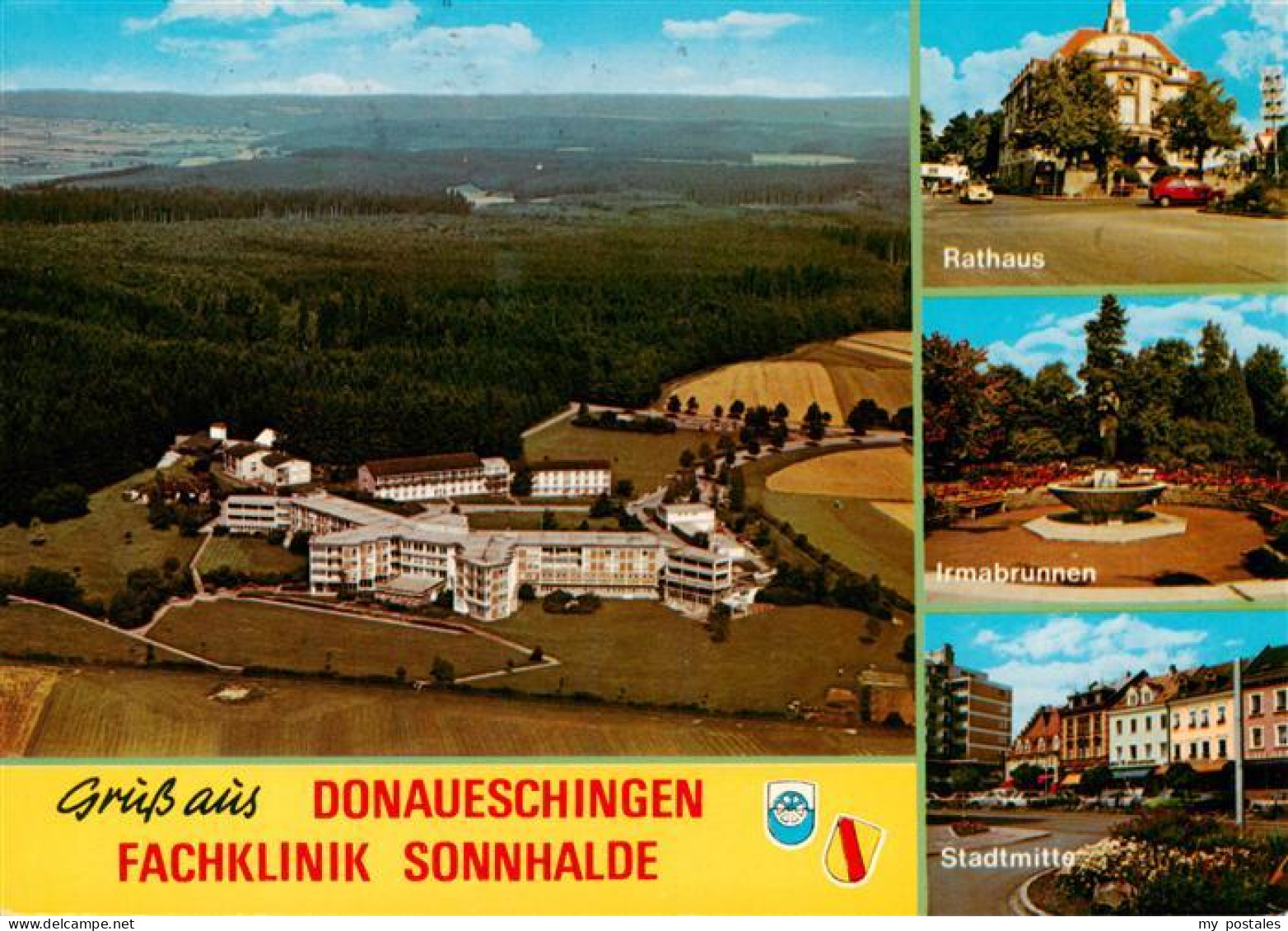 73927530 Donaueschingen Sanatorium Sonnhalde Fliegeraufnahme Rathaus Irmabrunnen - Donaueschingen