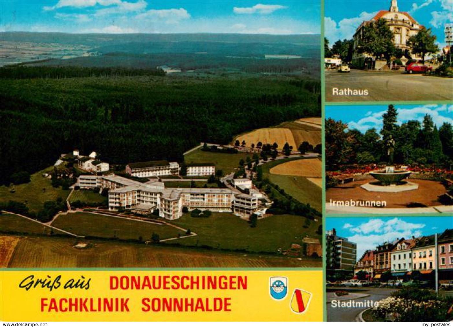 73927526 Donaueschingen Fachklinik Sonnhalde Fliegeraufnahme Rathaus Irmabrunnen - Donaueschingen