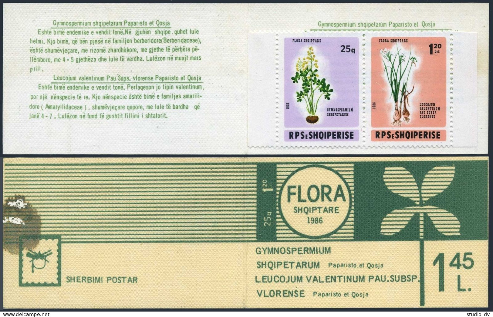 Albania 2203-2204a Booklet,MNH.Michel 2290-2291 MH. Flowers 1986. - Albanië