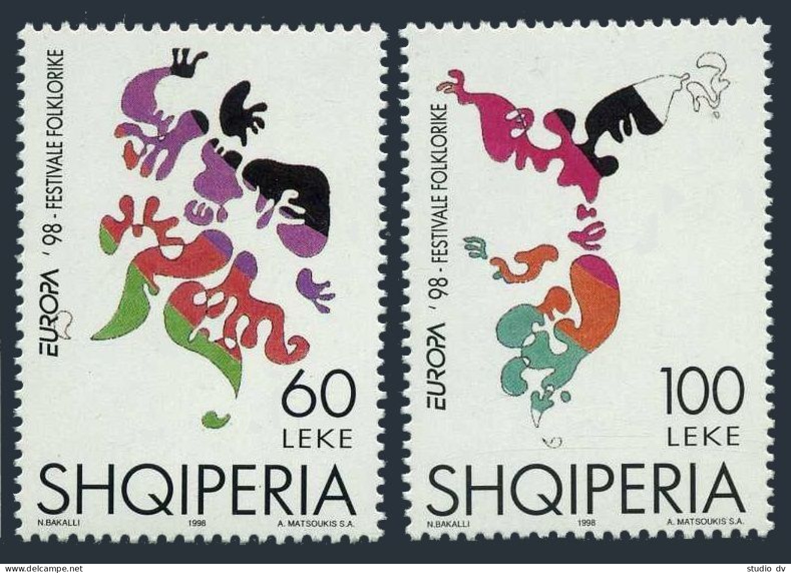 Albania 2558-2560,MNH.Michel 2648-2649,Bl.112. EUROPE-CEPT-1998.Folk Festivals. - Albania