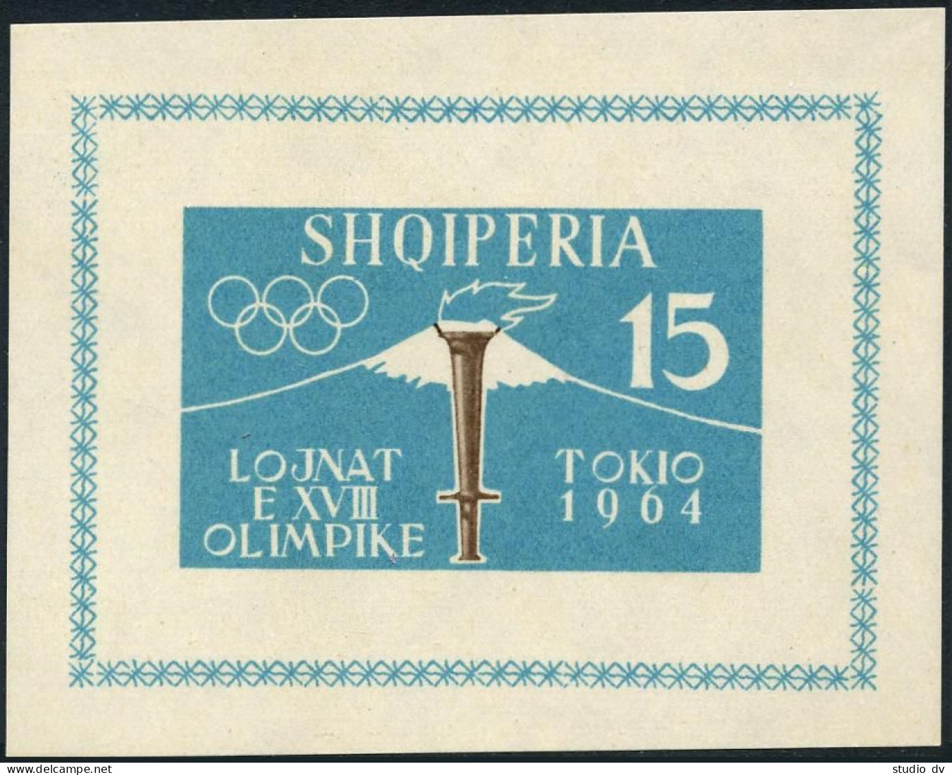 Albania 616-620,620a Imperf,MNH.Michel 657B-661B,Bl.8B. Olympics Tokyo-1964. - Albania