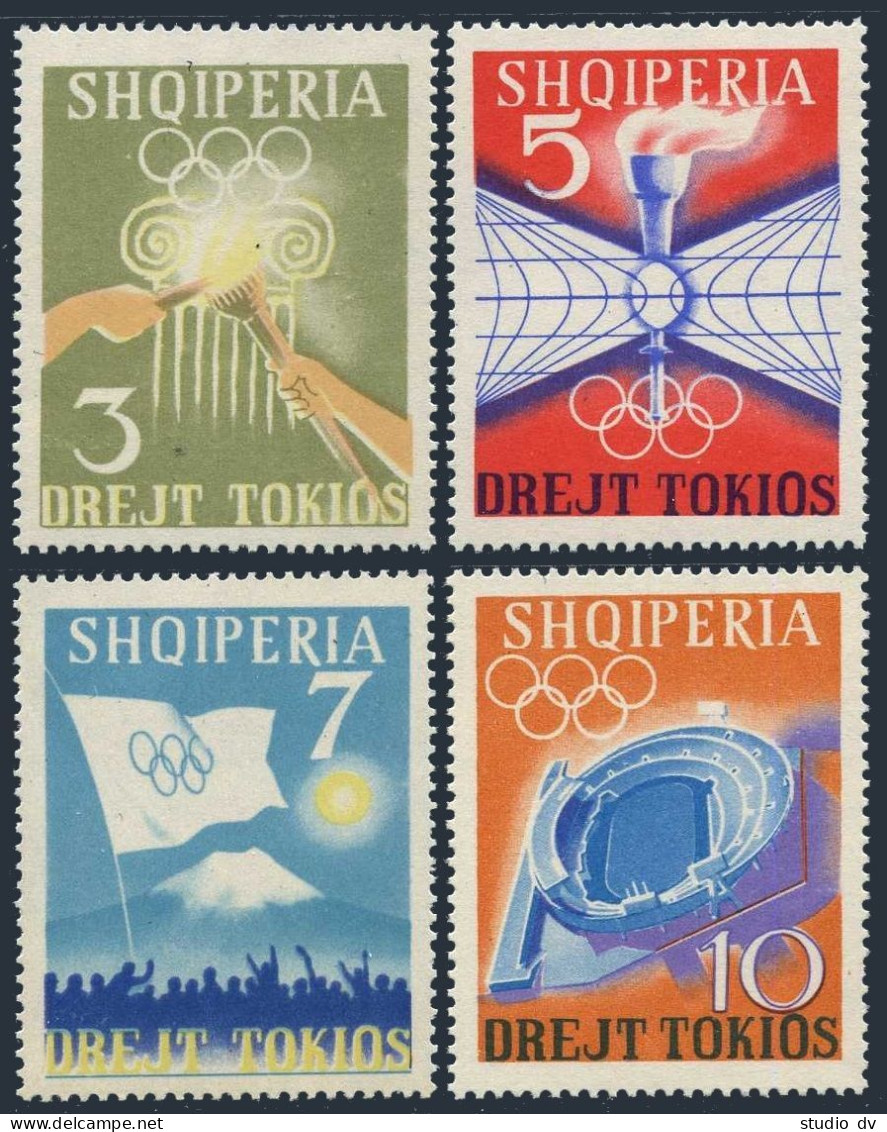 Albania 730-733,734 Perf,imperf, MNH. Mi 823-826,Bl.27 A,B. Olympics Tokyo-1964. - Albanien