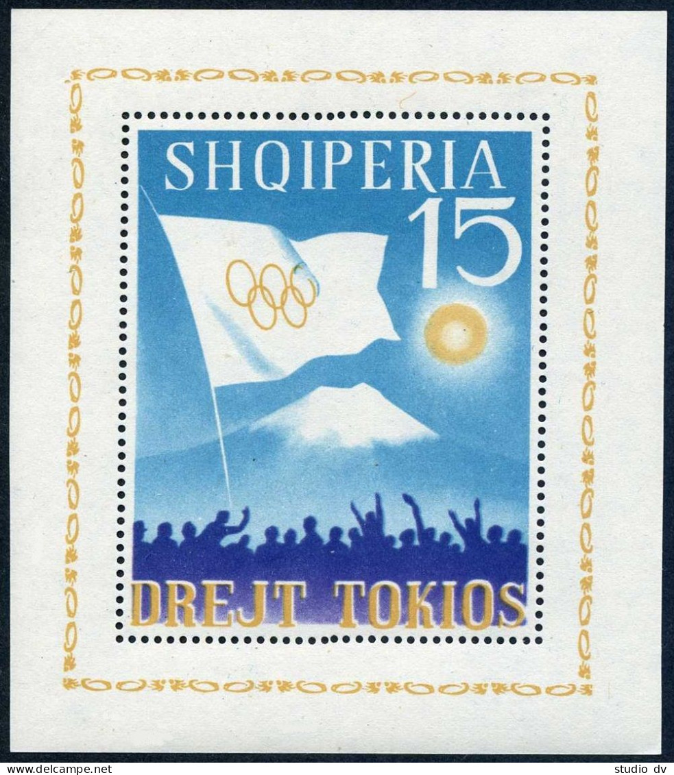 Albania 730-733,734 Perf,imperf, MNH. Mi 823-826,Bl.27 A,B. Olympics Tokyo-1964. - Albanien