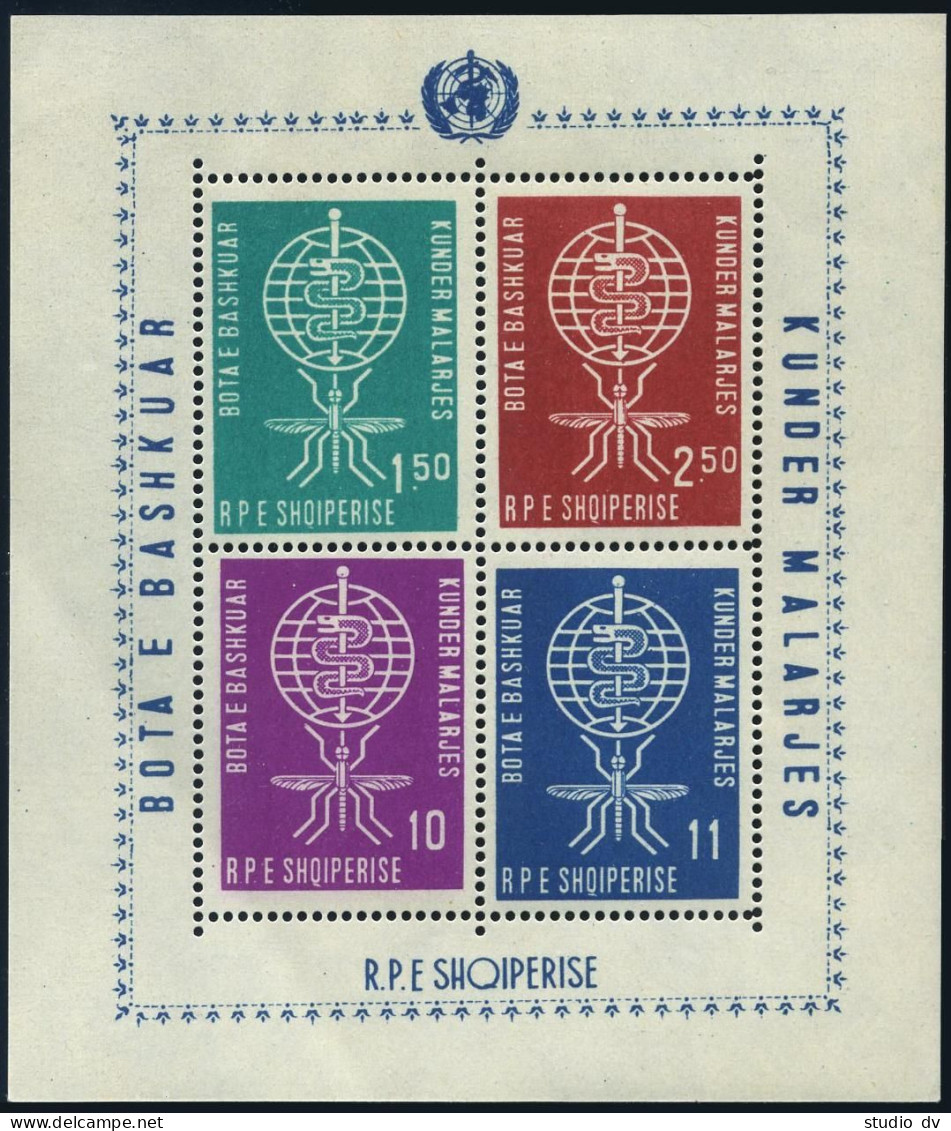 Albania 609-612,612a A,B,MNH.Michel 650-653,Bl.7A-7B. WHO Drive Against Malaria. - Albanien