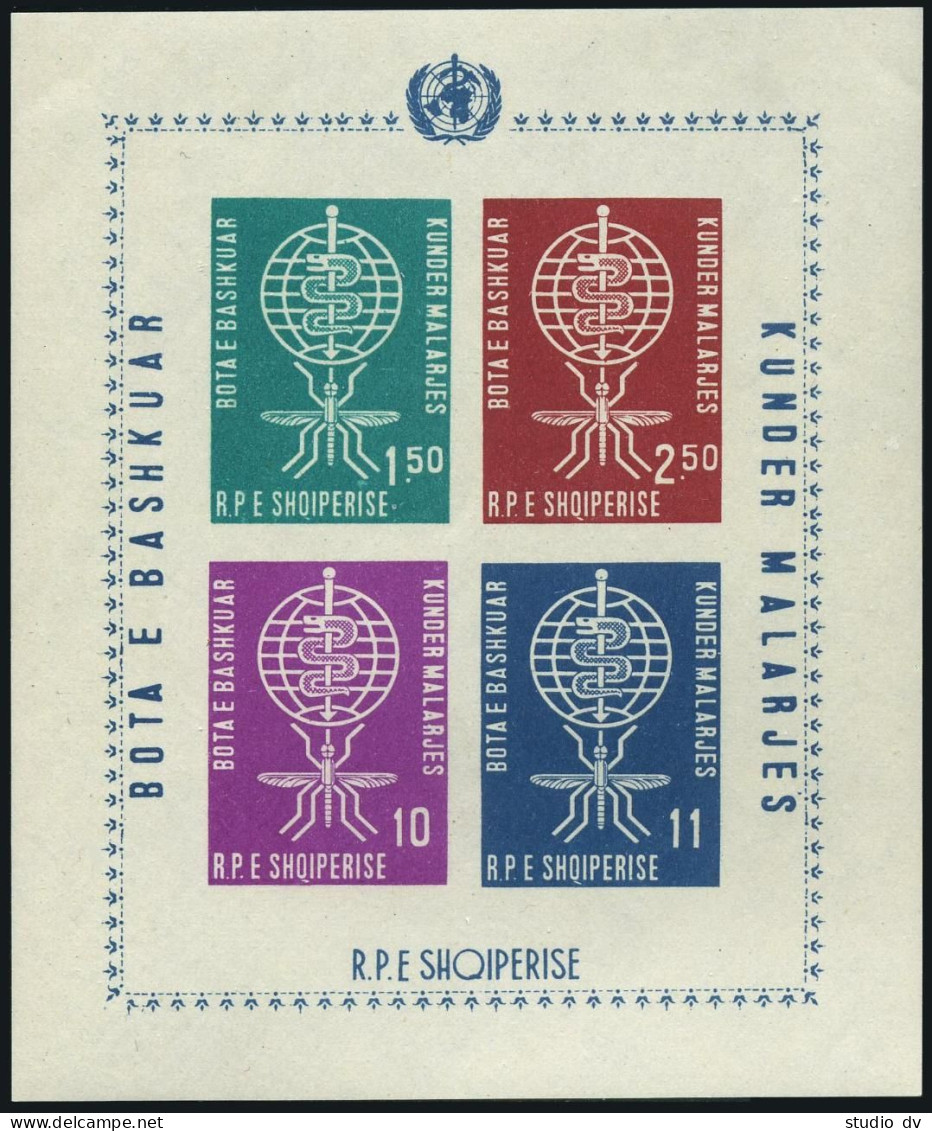 Albania 609-612,612a A,B,MNH.Michel 650-653,Bl.7A-7B. WHO Drive Against Malaria. - Albania