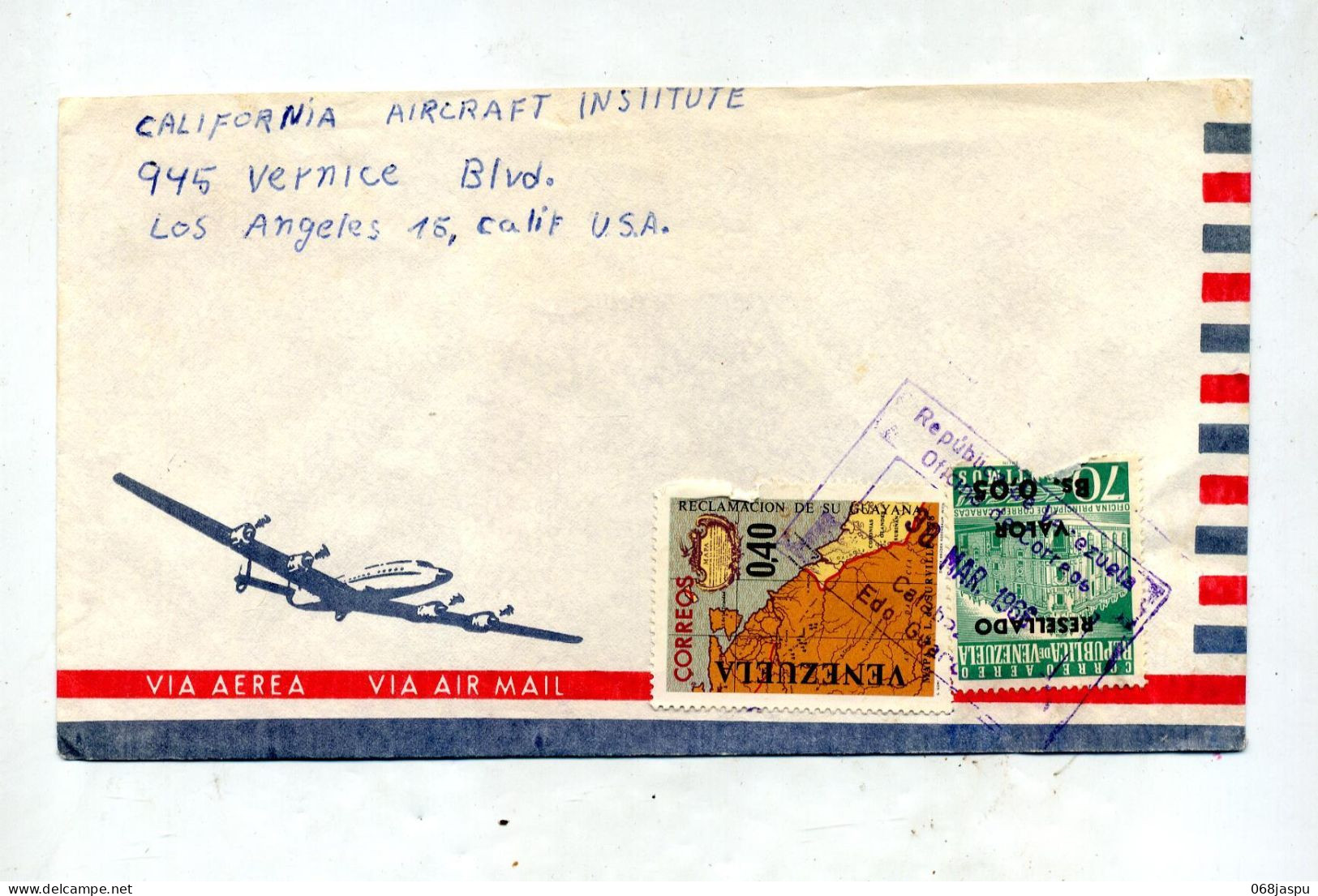 Lettre Cachet  Rectangulaire Sur Carte Palais - Venezuela