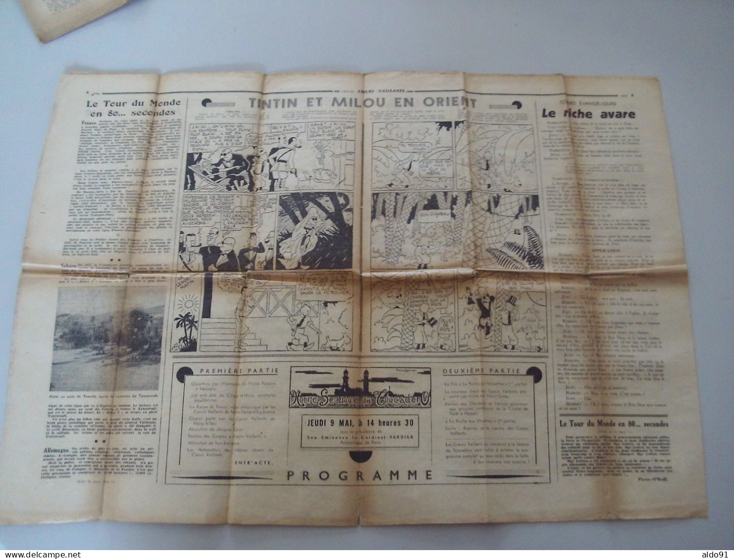 (Pat'Fol, Tintin - Hergé, Marijac) - Lot de 7 Magazines  " COEUR VAILLANT "  N° 13,18,19,21, 23 à 25 (7ème année - 1935)