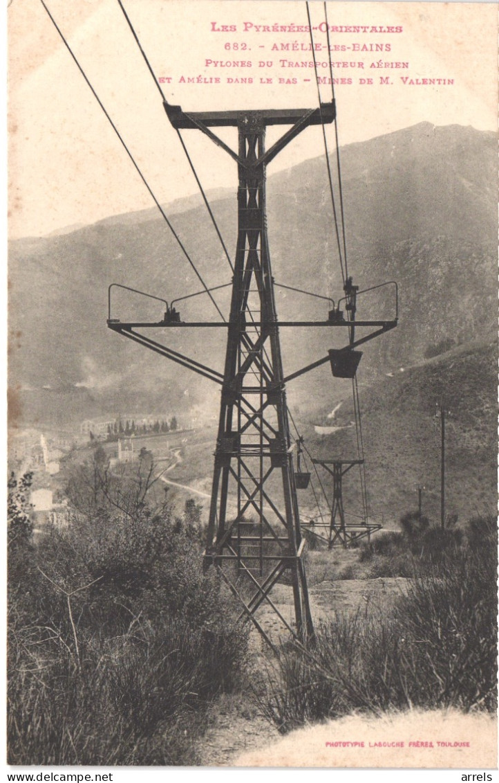 FR66 AMELIE LES BAINS - Labouche 682 - Pylones De La Ligne Aérienne - Mines De Fer Valentin - En Bas Amélie - Belle - Amélie-les-Bains-Palalda