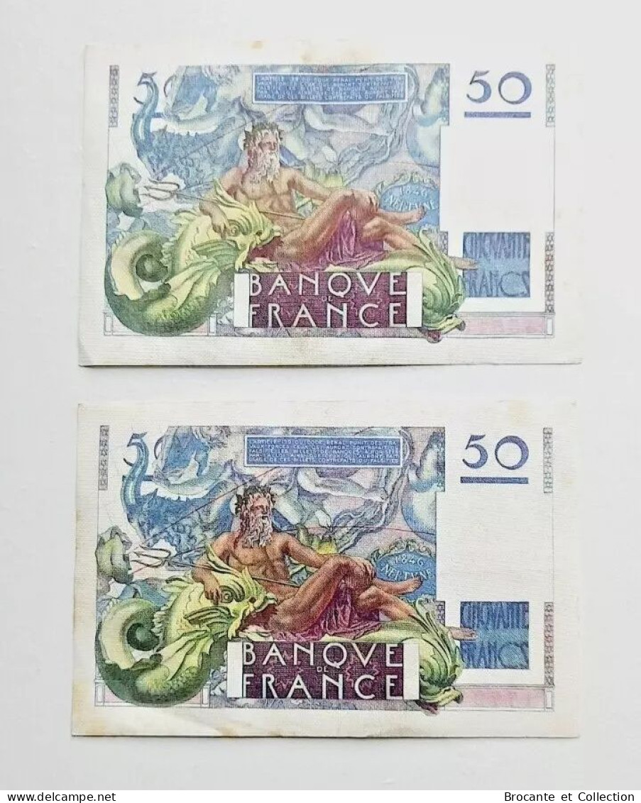 2 Billets De Banque 50 Francs 1946 - 50 F 1946-1951 ''Le Verrier''