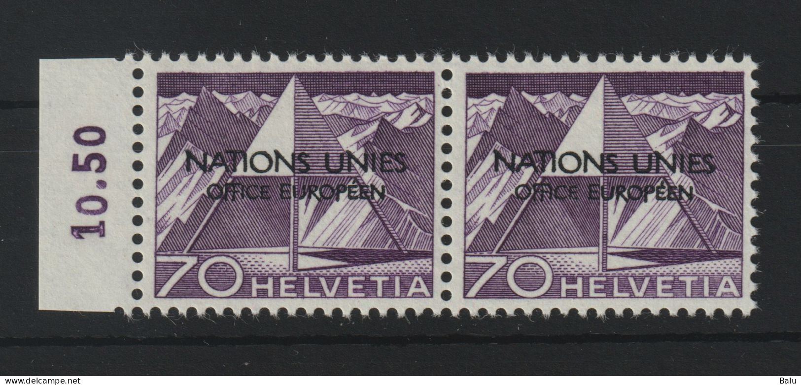 Schweiz ONU 1950 Michel Nr. 11 PF II **, Plattenfehler U Gebrochen, Michel 130,-€, 3 Scans, Vereinte Nationen - Servizio