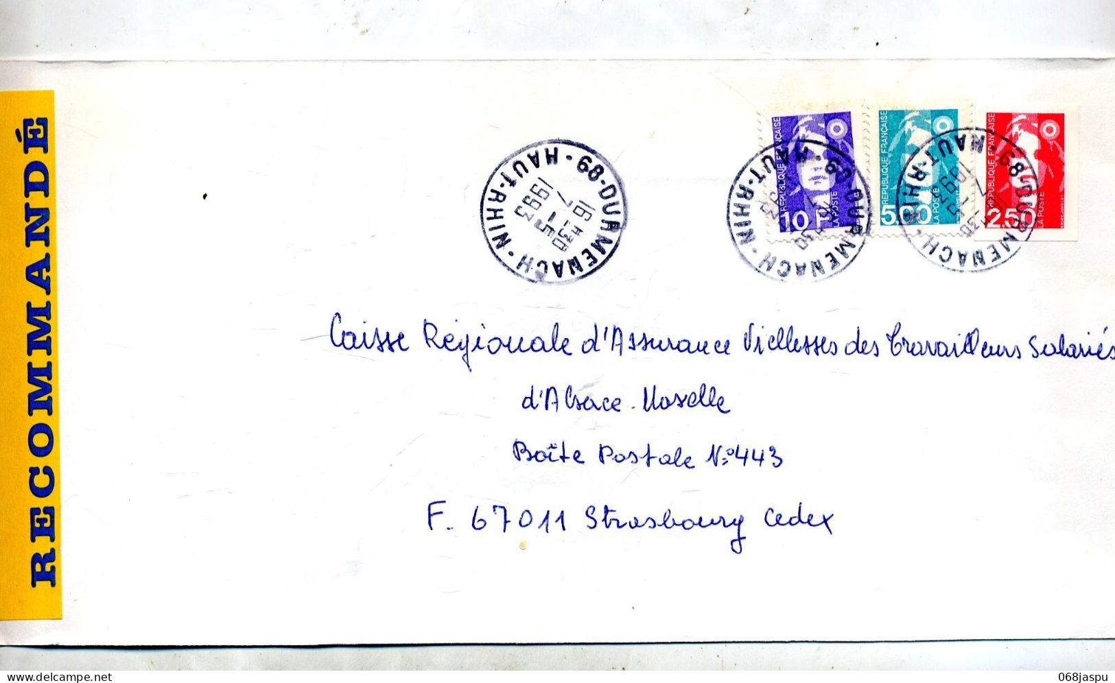 Lettre Recommandée Durmenach - Manual Postmarks